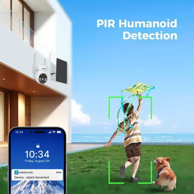 Alt view image 7 of 7 - Hiseeu 4MP Wireless WIFI Solar Battery Security Camera, Outdoor IP66 Waterproof, Eseecloud APP,2-Way Audio,PTZ Security Camera 2PCS camera