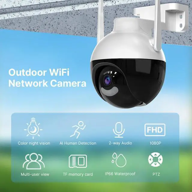 Alt view image 4 of 7 - Hiseeu 1080P HD WIFI Camera For Indoor And Outdoor Use, Works with Alexa, 2.4GHz, Baby And Pet Monitor, Two-way Audio, Motion Detection Alarm Push, 2 pcs Cameras