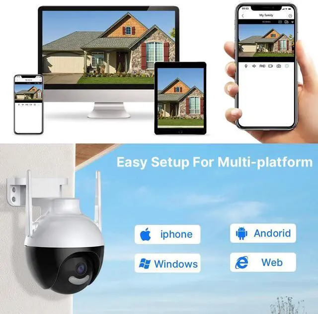 Alt view image 3 of 7 - Hiseeu 1080P HD WIFI Camera For Indoor And Outdoor Use, Works with Alexa, 2.4GHz, Baby And Pet Monitor, Two-way Audio, Motion Detection Alarm Push, 2 pcs Cameras