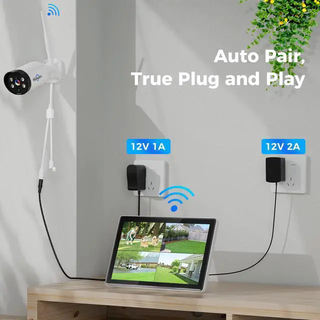 Alt view image 2 of 6 - Hiseeu 3MP WiFi Security Camera System With 10" LCD Monitor (Built in 500G HDD) 2-Way Audio Home Outdoor System