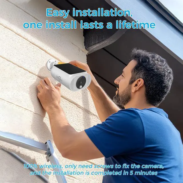 Alt view image 2 of 7 - Hiseeu Solar Battery Security Camera Wire-Free Wireless 4MP Outdoor Camera PIR Human Detection