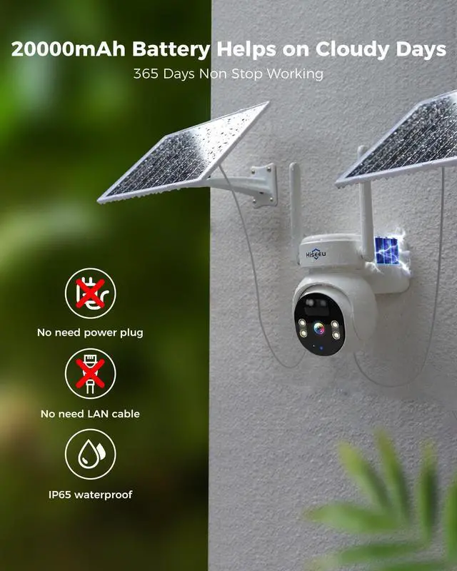 Alt view image 7 of 7 - Hiseeu 4G LTE Cellular Security Camera Outdoor SD Card Wireless Solar Powered