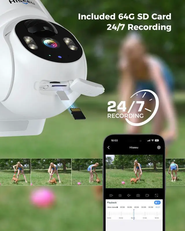 Alt view image 6 of 7 - Hiseeu 4G LTE Cellular Security Camera Outdoor SD Card Wireless Solar Powered