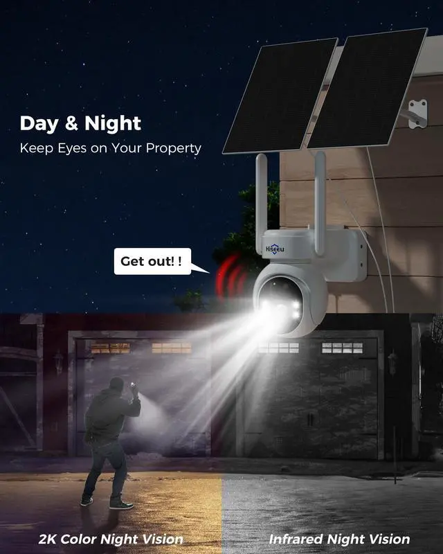 Alt view image 4 of 7 - Hiseeu 4G LTE Cellular Security Camera Outdoor SD Card Wireless Solar Powered