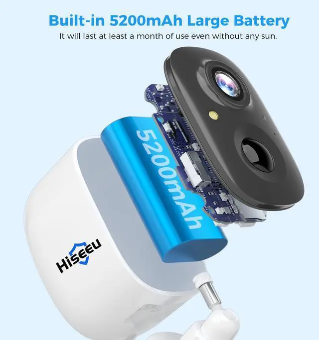Alt view image 6 of 7 - Hiseeu 2PCS/Lot 3MP Wireless Outdoor Solar Battery Powered Wifi Security Camera PIR Audio VicoHome APP