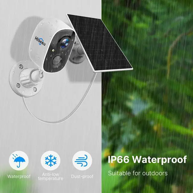 Alt view image 5 of 7 - Hiseeu 2PCS/Lot 3MP Wireless Outdoor Solar Battery Powered Wifi Security Camera PIR Audio VicoHome APP