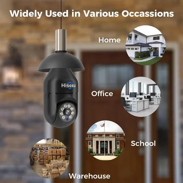 Alt view image 6 of 6 - Hiseeu 2PCS 2K IP E27 Light Mini Security Camera Wi-Fi IR Night Smart Home 2-Way Audio