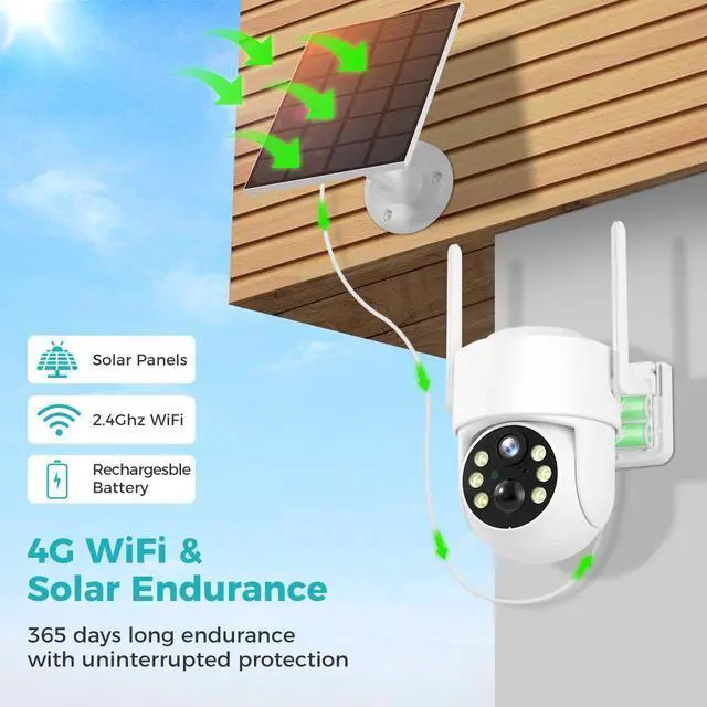 Alt view image 2 of 7 - HISEEU 4MP Solar Security Camera, Wireless Outdoor Camera, 355° Pan & 90° Tilt Surveillance, Waterproof, Two-Way Audio, Wi-Fi Home Security Camera