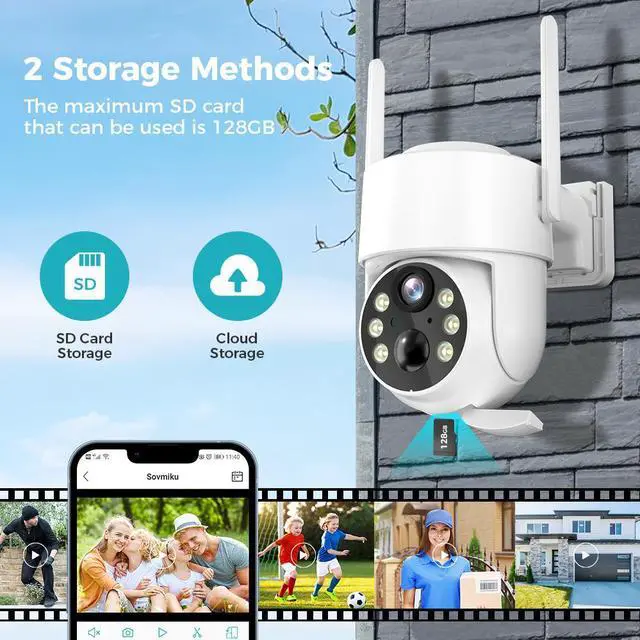 Alt view image 5 of 7 - HISEEU 4MP Solar Security Camera, Wireless Outdoor Camera, 355° Pan & 90° Tilt Surveillance, Waterproof, Two-Way Audio, Wi-Fi Home Security Camera