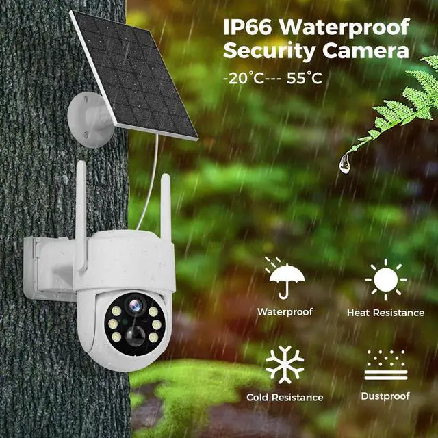 Alt view image 3 of 7 - HISEEU 4MP Solar Security Camera, Wireless Outdoor Camera, 355° Pan & 90° Tilt Surveillance, Waterproof, Two-Way Audio, Wi-Fi Home Security Camera