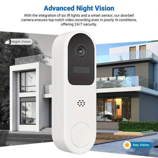 Alt view image 5 of 6 - Hiseeu 3MP Video Doorbell Camera, Waterproof WiFi Smart Doorbell with Two-Way Talk, Single Light Night Vision, Outdoor Home Security Camera