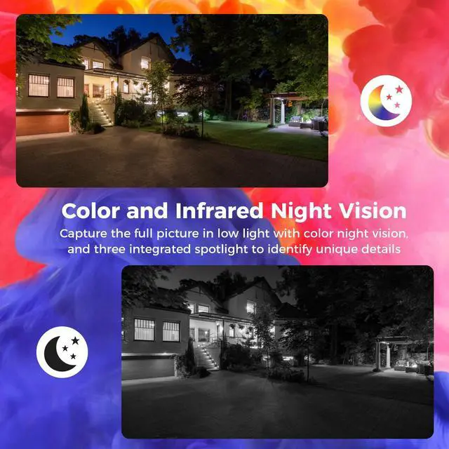 Alt view image 5 of 7 - Hiseeu Outdoor Security Camera, IP65 Waterproof Surveillance Camera with Two-Way Audio, Sound Alarm, 6 LED Lights, Day & Night Home Security Monitoring