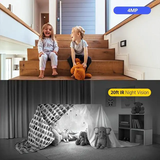 Alt view image 7 of 7 - Hiseeu 4MP Desk Lamp Security Camera, WiFi Indoor PTZ Camera with 320° Rotation, Human Tracking, One-Key Call Video Intercom, Two-Way Audio Home Baby & Pet Monitor