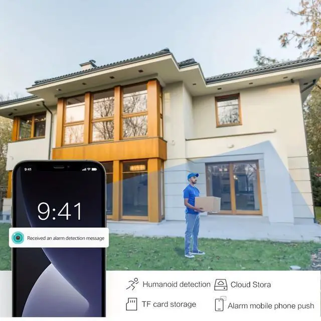 Alt view image 5 of 7 - Hiseeu 2MP Wireless Outdoor Security Camera, 110° Wide Angle, Human Detection Alarm with Siren, Two-Way Audio, Motion Alert, Night Vision, Battery Powered