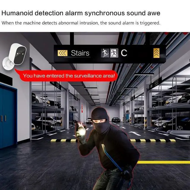 Alt view image 4 of 7 - Hiseeu 2MP Wireless Outdoor Security Camera, 110° Wide Angle, Human Detection Alarm with Siren, Two-Way Audio, Motion Alert, Night Vision, Battery Powered