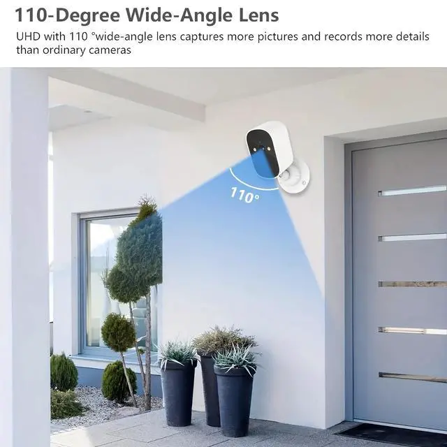Alt view image 7 of 7 - Hiseeu 2MP Wireless Outdoor Security Camera, 110° Wide Angle, Human Detection Alarm with Siren, Two-Way Audio, Motion Alert, Night Vision, Battery Powered