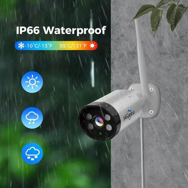 Alt view image 7 of 7 - Hiseeu 3MP Outdoor Bullet Security Camera , 2-Way Audio, 3MP Surveillance IP Cameras,IP66 Waterproof, Remote Viewing, Motion Detection, Colour Night Vision, EseeCloud APP
