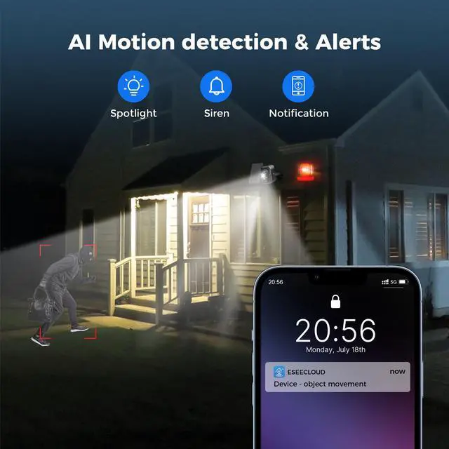 Alt view image 4 of 7 - Hiseeu 4MP Outdoor Solar Battery Powered Security Camera, 2-Way Audio, 2K Surveillance IP Wireless Wifi Cameras, IP66 Waterproof, Remote Viewing, Motion Detection, Colour Night Vision, EseeCloud APP