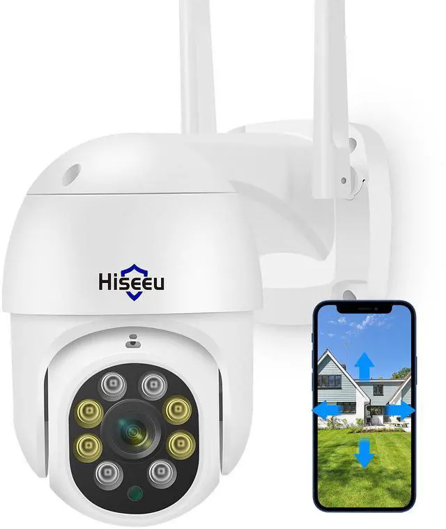 Main image of Hiseeu 3MP PTZ Wireless WiFi Security Camera,2 Way Audio,Full Color Night Vision,PIR Motion Detect,EseeCloud APP