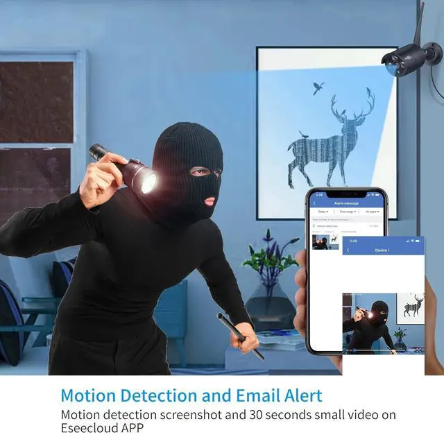 Alt view image 3 of 5 - Hiseeu Wireless Security Camera System with 10.1" LCD 2K Monitor, 4Pcs 1296P Outdoor Indoor Cameras with One-Way Audio, Night Vision, Waterproof, Motion Detection, 1TB Hard Drive