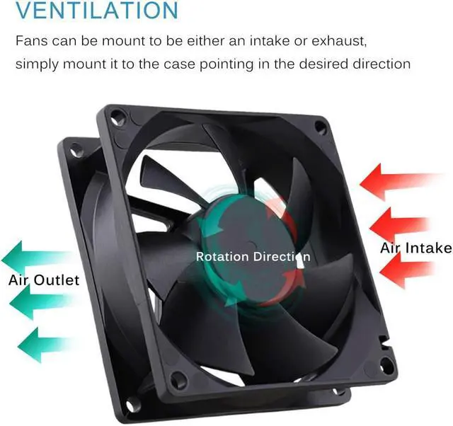 Alt view image 4 of 7 - GDSTIME 80mm x 80mm x 25mm 12V Brushless DC Cooling Fan compatible with Desktop