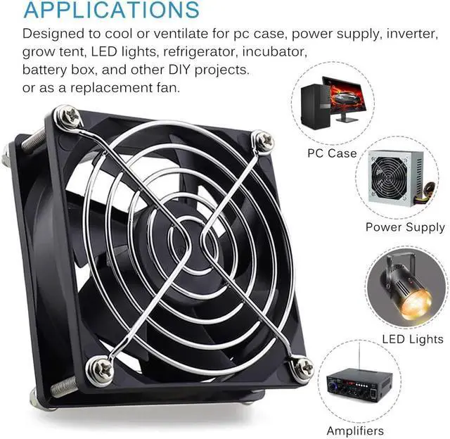 Alt view image 5 of 7 - GDSTIME 80mm x 80mm x 25mm 12V Brushless DC Cooling Fan compatible with Desktop