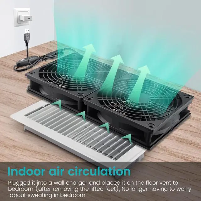 Alt view image 4 of 7 - Wathai High Airflow Router Cooling Fan for Computer Cooler TV Box Wireless DC 5V USB Power 120mm 240mm Fan with Multi Speed Controller