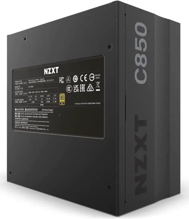 Alt view image 3 of 7 - NZXT C850 PSU (2022) - PA-8G1BB-US - 850 Watt PSU - 80+ Gold Certified - Fully Modular - Sleeved Cables - ATX Gaming Power Supply