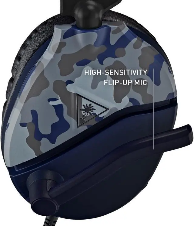 Alt view image 5 of 7 - Turtle Beach Recon 70 Multiplatform Gaming Headset for Xbox Series X|S, PS5, Nintendo Switch, PC, Mobile w/ 3.5mm Wired Connection - Flip-to-Mute Mic, 40mm Speakers, Lightweight Design  Blue Camo