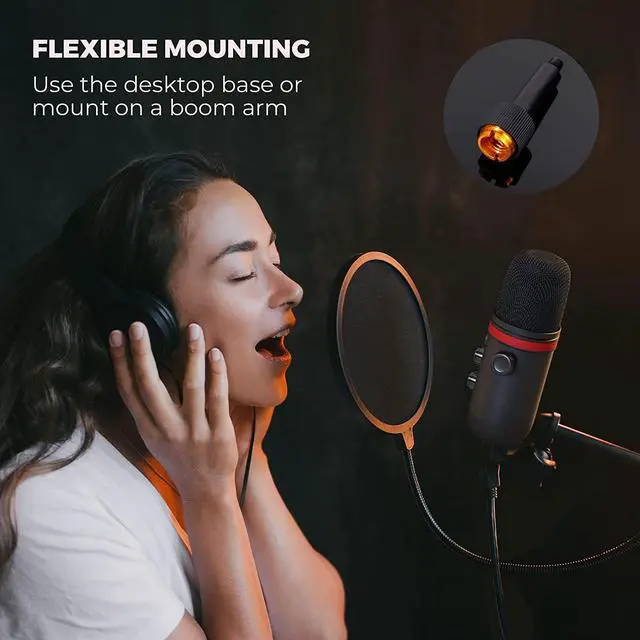 Alt view image 7 of 7 - USB Microphone - AUDIOPRO Computer Condenser Gaming Mic for PC/Laptop/Phone/PS4/5, Headphone Output, Volume Control, USB Type C Plug and Play, LED Mute Button, for Streaming, Podcast, Studio Recording