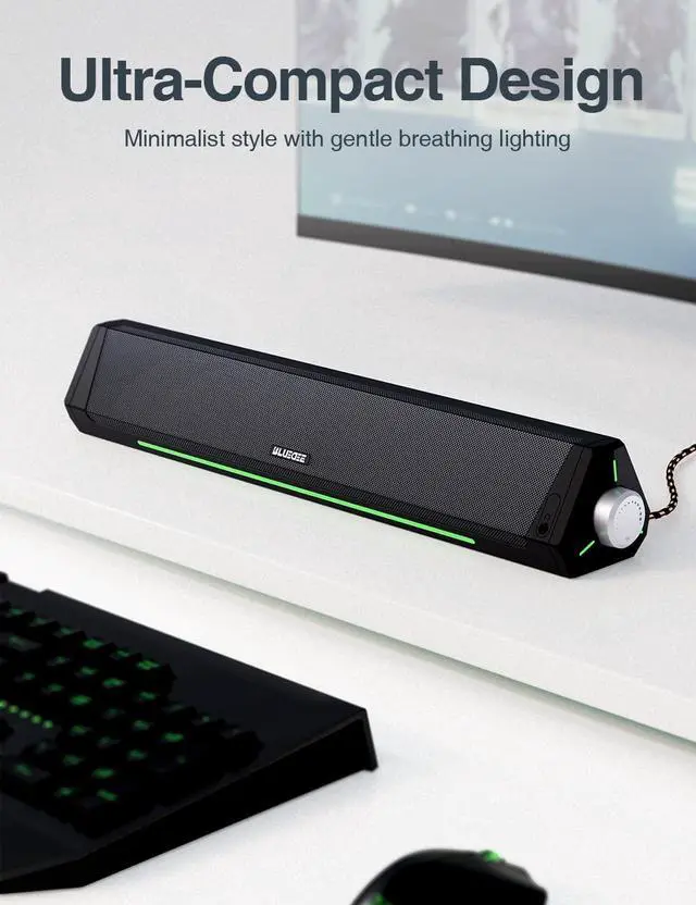 Alt view image 2 of 7 - Computer Speakers, Bluetooth Computer Soundbar, HiFi Stereo, 3.5mm Aux-in Connection, USB Powered Computer Speakers for Desktop Monitor, PC, Laptop, Tablets