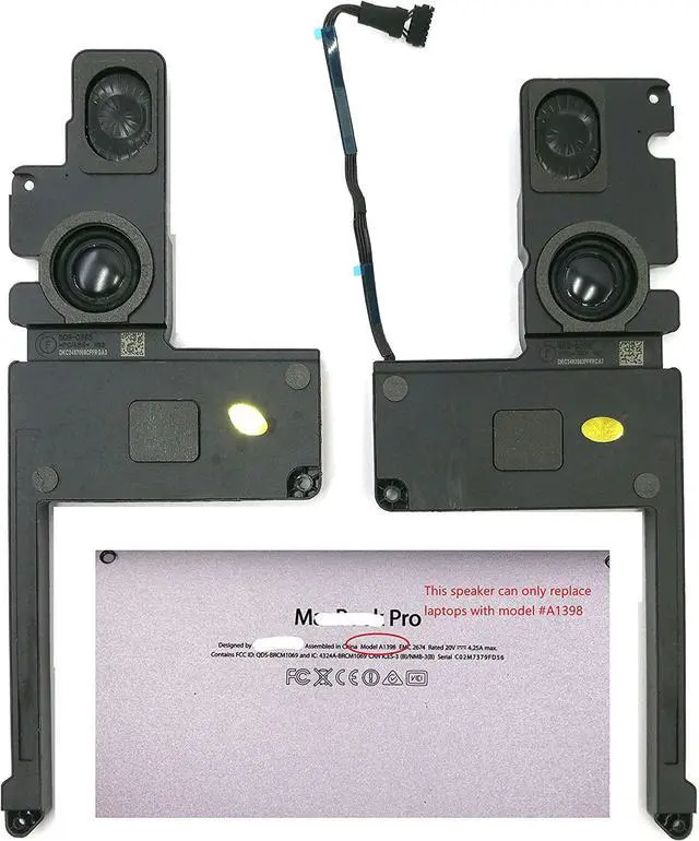 Alt view image 4 of 7 - Replacement Internal Speaker Left+Right Set Fit for Macbook Pro 15" Unibody Retina A1398 Series (Mid 2012, Early 2013) 2014 2015