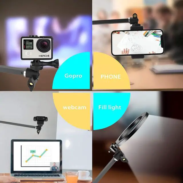Alt view image 6 of 6 - Long Overhead Tripod Mount for iPhone Webcam Ring Light, Gooseneck Desk Phone Arm Holder for Over Head Video Recording Filming Live Streaming, Webcam Tripod Stand with Articulating Arm