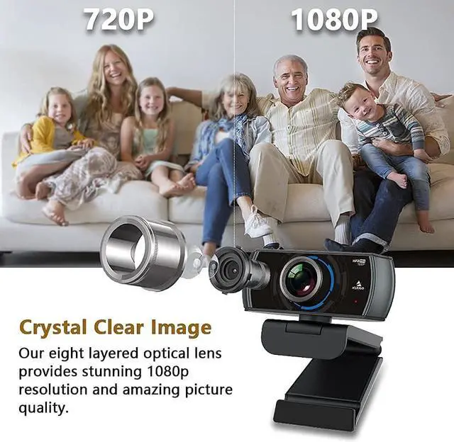 Alt view image 4 of 7 - NexiGo N980P 1080P 60FPS Webcam with Microphone and Software Control, USB Computer Camera, Built-in Dual Noise Reduction Mics, 120° Wide-Angle for Zoom/Skype/FaceTime/Teams, PC Mac Laptop Desktop