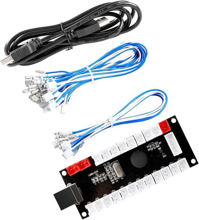 Alt view image 2 of 7 - Guwarry 2-Player Zero Delay USB Encoder PC to HAPP Joysticks/HAPP Arcade Buttons for PC, MAME, Raspberry Pi, Arcade1Up - Three 5V Power Output for led Joysticks/LED Daisy Chain/LED Arcade Buttons