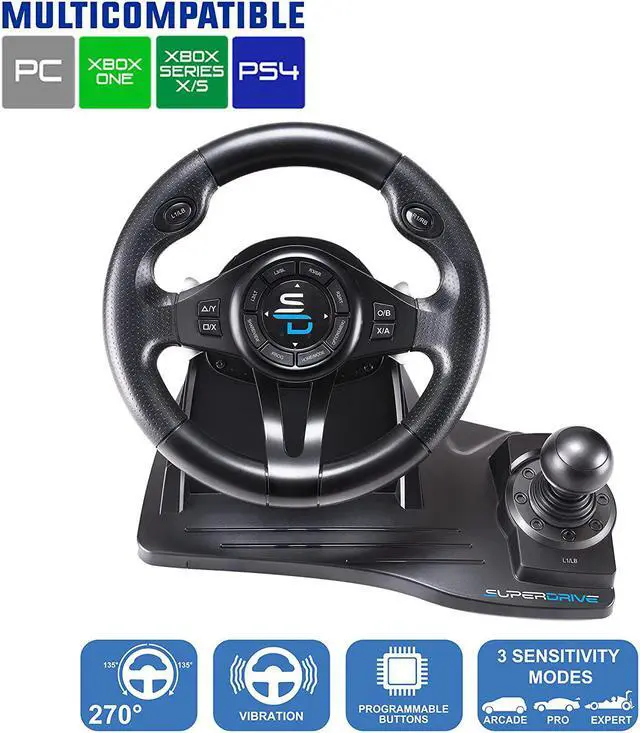 Alt view image 2 of 6 - SUBSONIC Superdrive - GS550 steering racing wheel with pedals, paddles, shifter and vibration for Xbox Serie X/S, PS4, Xbox One, PC, PS3 (programmable for all games)