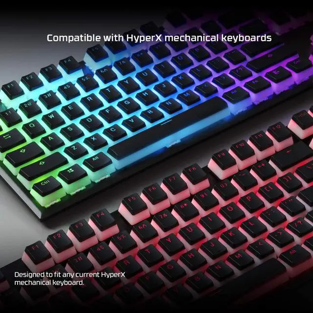 Alt view image 4 of 8 - HyperX Pudding Keycaps - Double Shot PBT Keycap Set with Translucent Layer, for Mechanical Keyboards, Full 104 Key Set, OEM Profile, English (US) Layout - Black