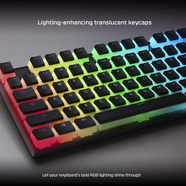Alt view image 6 of 8 - HyperX Pudding Keycaps - Double Shot PBT Keycap Set with Translucent Layer, for Mechanical Keyboards, Full 104 Key Set, OEM Profile, English (US) Layout - Black