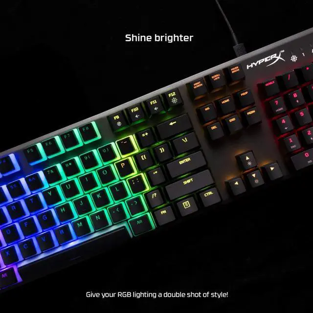 Alt view image 8 of 8 - HyperX Pudding Keycaps - Double Shot PBT Keycap Set with Translucent Layer, for Mechanical Keyboards, Full 104 Key Set, OEM Profile, English (US) Layout - Black