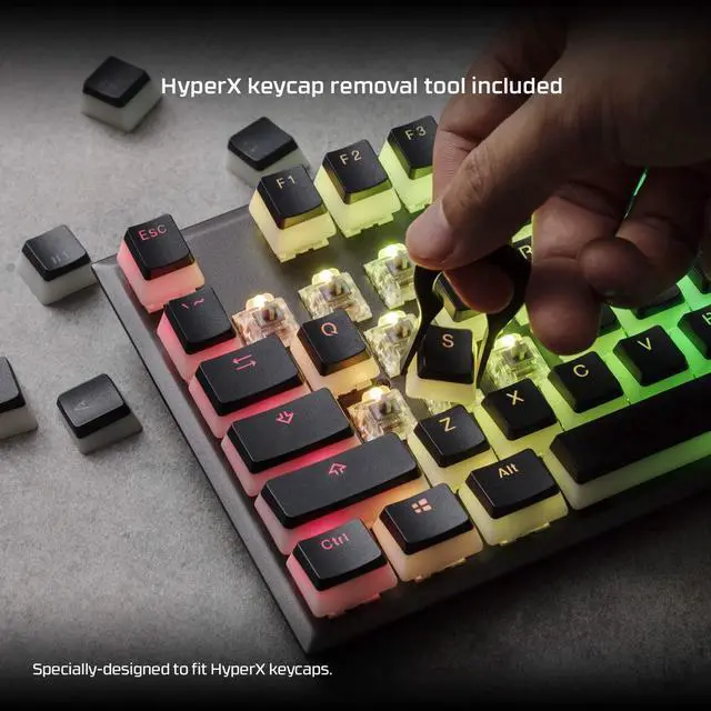 Alt view image 7 of 8 - HyperX Pudding Keycaps - Double Shot PBT Keycap Set with Translucent Layer, for Mechanical Keyboards, Full 104 Key Set, OEM Profile, English (US) Layout - Black