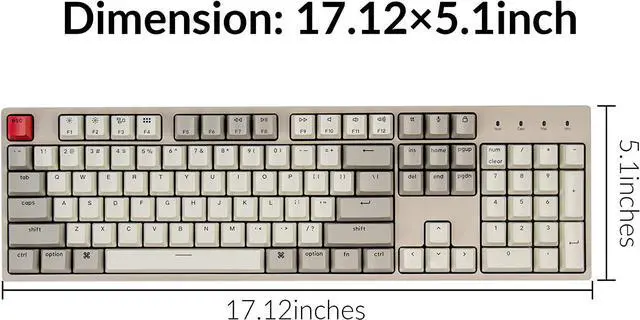 Alt view image 7 of 7 - Keychron C2 Full Size Hot-swappable Wired Mechanical Keyboard Compatible with Mac, Keychron Red Switch, 104 Keys ABS Retro Color Keycaps Gaming Keyboard for Windows, USB-C Type-C Braid Cable