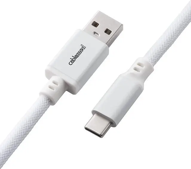 Alt view image 3 of 5 - CableMod Pro Coiled Keyboard Cable (Glacier White, USB A to USB Type C, 150cm)
