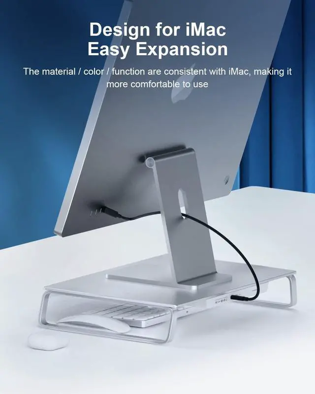 Alt view image 2 of 7 - Hagibis USB-C Hub with Dual Hard Drive Enclosure & Monitor Stand Riser for iMac 2021, Mac Mini M1, MacBook Pro PC Laptop Computer Dock with M.2 NVMe NGFF, 2.5inch SATA (ZD1 Pro)