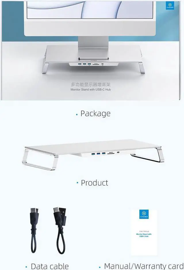 Alt view image 7 of 7 - Hagibis USB-C Hub with Dual Hard Drive Enclosure & Monitor Stand Riser for iMac 2021, Mac Mini M1, MacBook Pro PC Laptop Computer Dock with M.2 NVMe NGFF, 2.5inch SATA (ZD1 Pro)