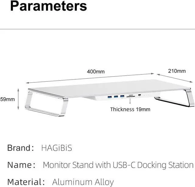 Alt view image 7 of 7 - Hagibis USB-C Hub & Dual Hard Drive Enclosure & Monitor Stand Riser for iMac 2021, Mac Mini M1, MacBook Pro PC Laptop Computer Dock with M.2 NVMe NGFF, 2.5inch SATA, 4K@60Hz DP (ZD1 Pro DP)