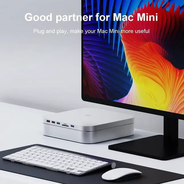 Alt view image 2 of 7 - USB-C Hub with Hard Drive Enclosure, Hagibis Type-C Docking Station & Stand for Mac Mini M2, Mac Studio M1 Max Ultra with SATA, USB 3.0, SD/TF Card Reader and USB2.0 for Laptop (MC25 Silver)