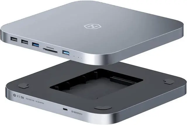 Main image of USB-C Hub with Hard Drive Enclosure, Hagibis Type-C Docking Station & Stand for Mac Mini, Mac Studio M1 Max Ultra with SATA, USB 3.0, SD/TF Card Reader and USB 2.0 for Laptop (MC25 Grey)