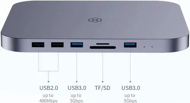 Alt view image 4 of 7 - USB-C Hub with Hard Drive Enclosure, Hagibis Type-C Docking Station & Stand for Mac Mini, Mac Studio M1 Max Ultra with SATA, USB 3.0, SD/TF Card Reader and USB 2.0 for Laptop (MC25 Grey)