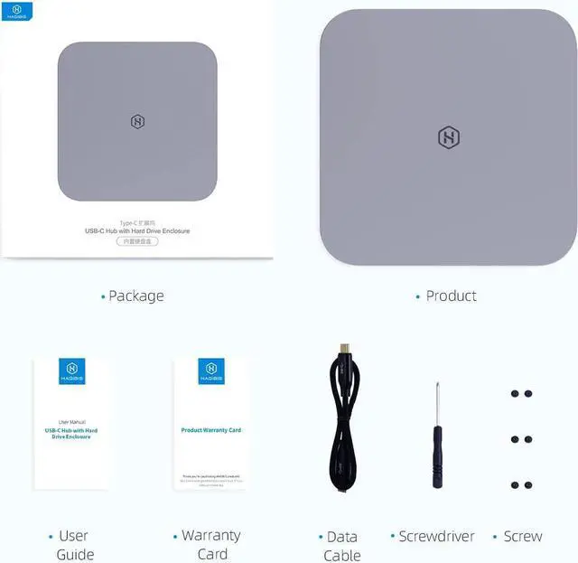Alt view image 7 of 7 - USB-C Hub with Hard Drive Enclosure, Hagibis Type-C Docking Station & Stand for Mac Mini, Mac Studio M1 Max Ultra with SATA, USB 3.0, SD/TF Card Reader and USB 2.0 for Laptop (MC25 Grey)
