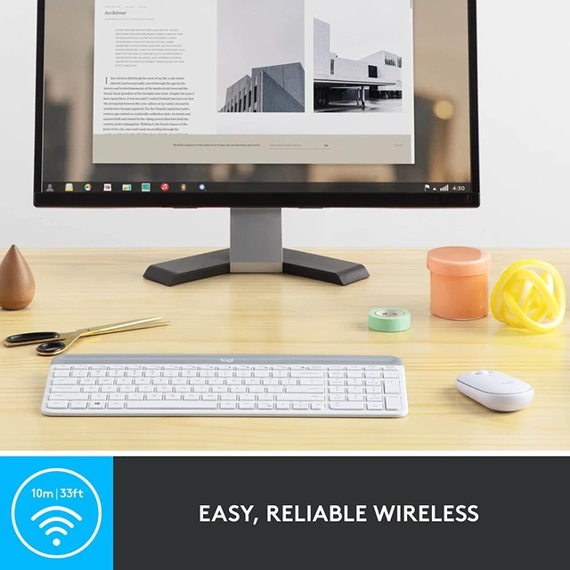 Alt view image 4 of 7 - MK470 Slim Wireless Combo Compact Keyboard and Mouse - Off White